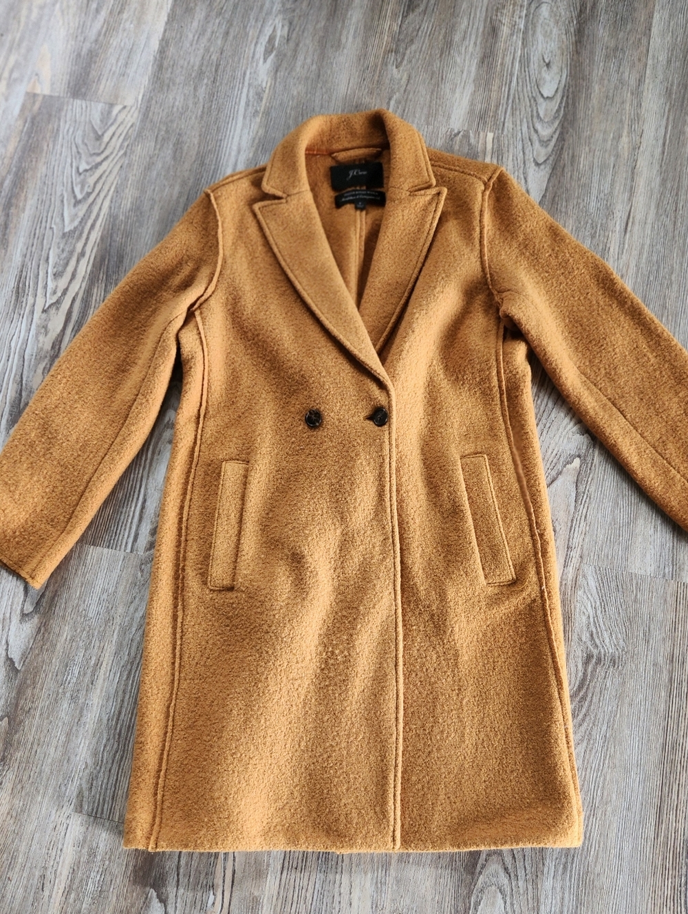 J Crew Italian Boiled Wool Musturd Yellow Coat Womens 8 Collared Single Breast - Picture 5 of 13